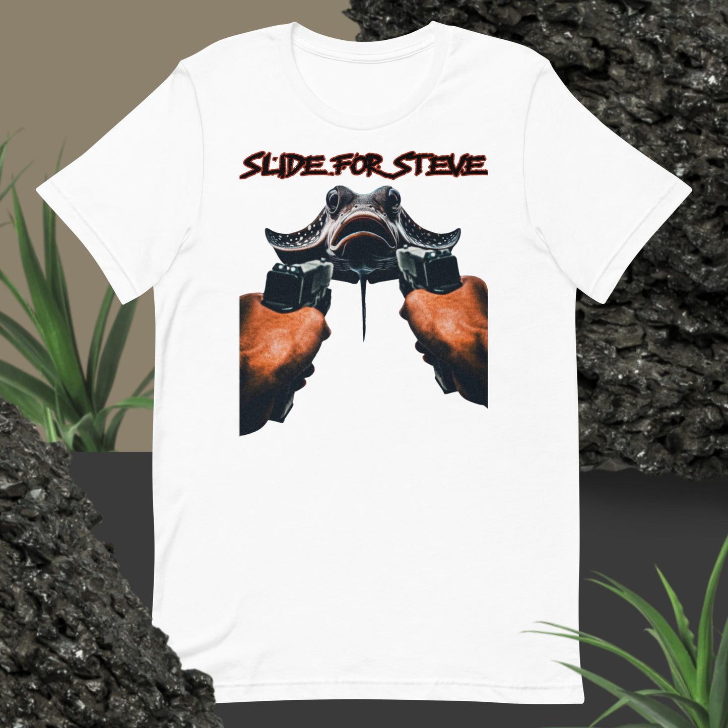 Slide For Steve Black Lettering t-shirt